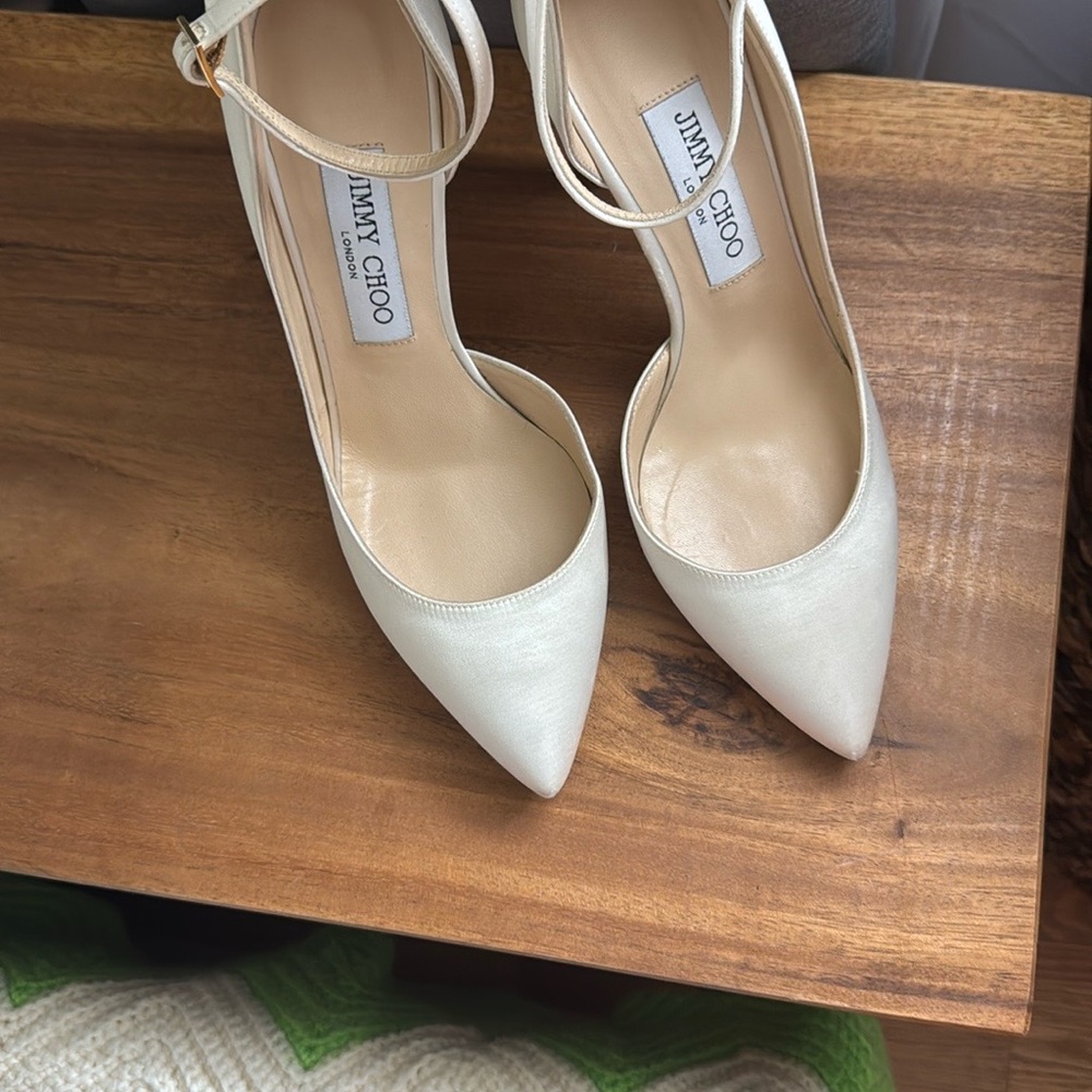 Jimmy Choo Cream Ankle Strap Heels